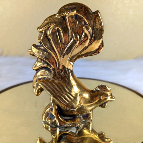 Ceramic Rooster Studio Art Vintage Gold Encrusted MCM Cir 1950's or 60's - Picture 2 of 7